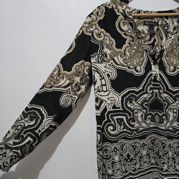 INC International Concepts - Blouse Patterned - Black White Yellow - Size 12 - Picture 4 of 6